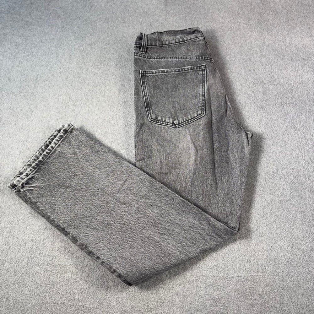 Zara Straight Leg Jeans Womens 6 Gray Acid Wash High Rise Button Fly Relaxed